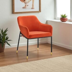 The Elarion Classic-Modern Fusion Chair in Leatherette Upholstery with Orange Colour - Image 1