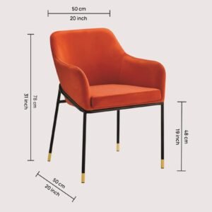 The Elarion Classic-Modern Fusion Chair in Leatherette Upholstery with Orange Colour - Image 2