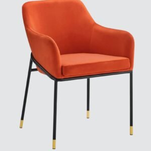 The Elarion Classic-Modern Fusion Chair in Leatherette Upholstery with Orange Colour - Image 3