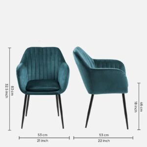 Modern Bellagio Deep Teal Velvet Accent Chair with Teal Blue Colour - Image 2
