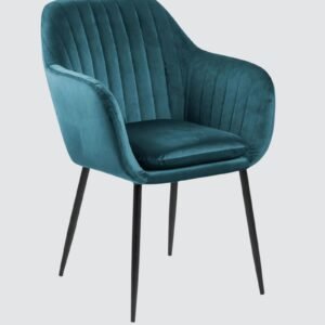 Modern Bellagio Deep Teal Velvet Accent Chair with Teal Blue Colour - Image 3