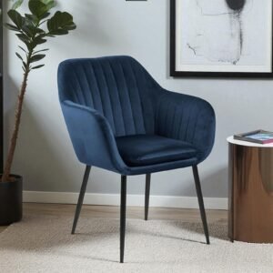 Modern Bellagio Velvet Accent Chair with Navy Blue Colour - Image 1