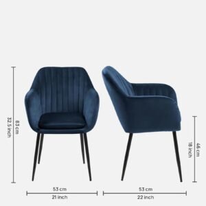 Modern Bellagio Velvet Accent Chair with Navy Blue Colour - Image 2