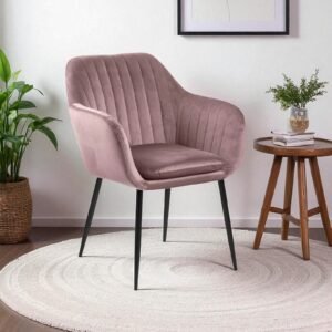Modern Bellagio Velvet Accent Chair with Pink Colour - Image 1