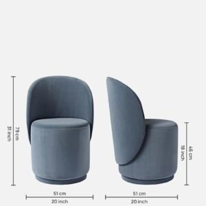 The Elowen Harmony Curve Chair – Modern Minimalist Design in Blue Colour - Image 2