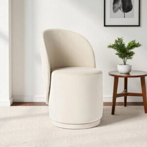 The Elowen Harmony Curve Chair – Modern Minimalist Design in Off- White Colour - Image 1