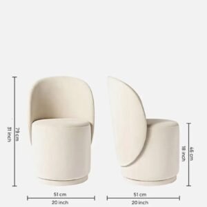 The Elowen Harmony Curve Chair – Modern Minimalist Design in Off- White Colour - Image 2