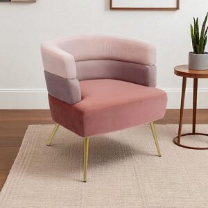 Blush Harmony Luxe Accent Chair with Multitone Velvet Layers - Image 1