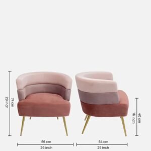 Blush Harmony Luxe Accent Chair with Multitone Velvet Layers - Image 2