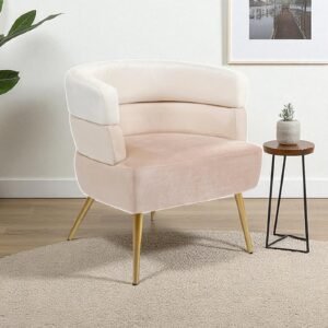 Blush Harmony Luxe Accent Chair with Multitone Velvet Layers With Soft Pink Colour - Image 1