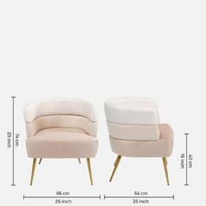 Blush Harmony Luxe Accent Chair with Multitone Velvet Layers With Soft Pink Colour - Image 2