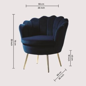 Velvet Royale Scallop-Back Accent Lounge Chair in Midnight Blue - Image 2