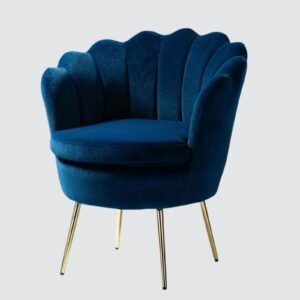 Velvet Royale Scallop-Back Accent Lounge Chair in Midnight Blue - Image 3