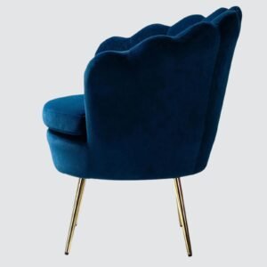 Velvet Royale Scallop-Back Accent Lounge Chair in Midnight Blue - Image 4