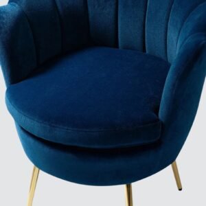 Velvet Royale Scallop-Back Accent Lounge Chair in Midnight Blue - Image 6