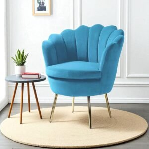 Velvet Royale Scallop-Back Accent Lounge Chair in Blue - Image 1