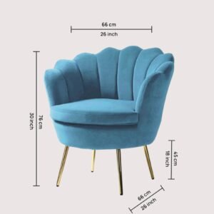 Velvet Royale Scallop-Back Accent Lounge Chair in Blue - Image 2