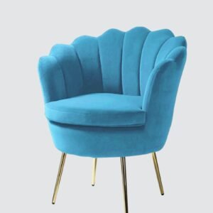 Velvet Royale Scallop-Back Accent Lounge Chair in Blue - Image 3