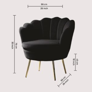 Velvet Royale Scallop-Back Accent Lounge Chair in Black - Image 2