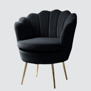 Velvet Royale Scallop-Back Accent Lounge Chair in Black - Image 3
