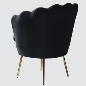 Velvet Royale Scallop-Back Accent Lounge Chair in Black - Image 5