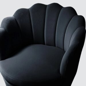 Velvet Royale Scallop-Back Accent Lounge Chair in Black - Image 6