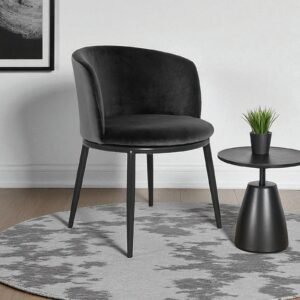 Midnight Noir Luxe Velvet Curved Barrel Accent Chair in Black Colour - Image 1