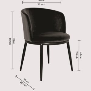 Midnight Noir Luxe Velvet Curved Barrel Accent Chair in Black Colour - Image 2