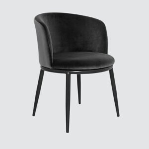 Midnight Noir Luxe Velvet Curved Barrel Accent Chair in Black Colour - Image 3