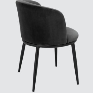 Midnight Noir Luxe Velvet Curved Barrel Accent Chair in Black Colour - Image 6
