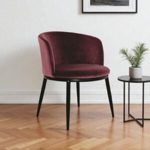 Midnight Noir Luxe Velvet Curved Barrel Accent Chair in Mulberry Colour - Image 1