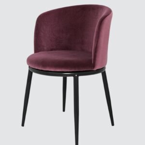 Midnight Noir Luxe Velvet Curved Barrel Accent Chair in Mulberry Colour - Image 3