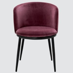 Midnight Noir Luxe Velvet Curved Barrel Accent Chair in Mulberry Colour - Image 4