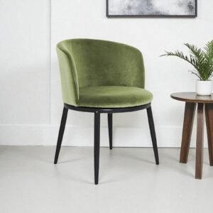 Midnight Noir Luxe Velvet Curved Barrel Accent Chair in Green Colour - Image 1