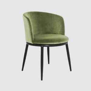 Midnight Noir Luxe Velvet Curved Barrel Accent Chair in Green Colour - Image 3