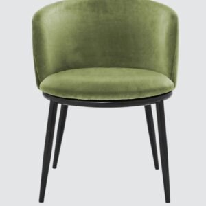 Midnight Noir Luxe Velvet Curved Barrel Accent Chair in Green Colour - Image 4