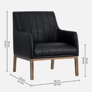 Modern Omee Black Leatherette Accent Chair with Black Colour - Image 2