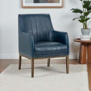 Modern Omee Denim Blue Leatherette Accent Chair with Denim Blue Colour - Image 1