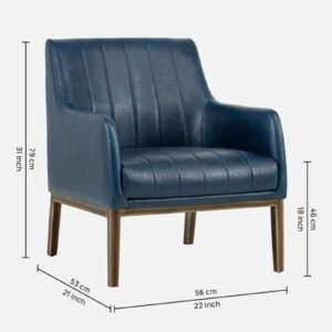 Modern Omee Denim Blue Leatherette Accent Chair with Denim Blue Colour - Image 2