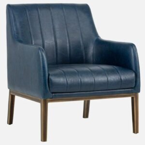 Modern Omee Denim Blue Leatherette Accent Chair with Denim Blue Colour - Image 3