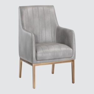 Modern Omee Denim Blue Leatherette Accent Chair with Grey Colour - Image 3