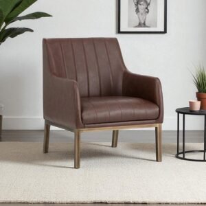 Modern Omee Denim Blue Leatherette Accent Chair with Grey Colour - Image 1