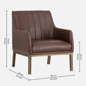 Modern Omee Denim Blue Leatherette Accent Chair with Grey Colour - Image 2
