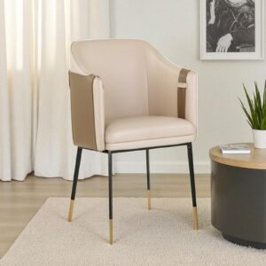 Modern Bumro Leatherette Armchair with Beige Colour - Image 1
