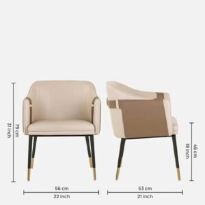Modern Bumro Leatherette Armchair with Beige Colour - Image 2