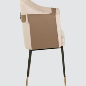 Modern Bumro Leatherette Armchair with Beige Colour - Image 4