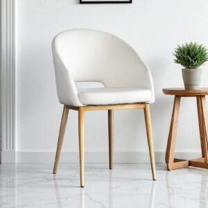Stylish Bruno Leatherette Armchair with White Colour - Image 1