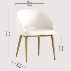 Stylish Bruno Leatherette Armchair with White Colour - Image 2