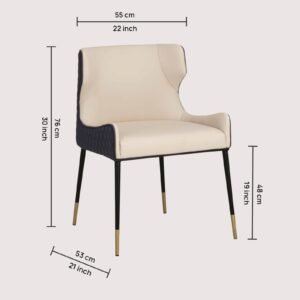 Monaco Elegance Contemporary Dining Chair in Cream Colour - Image 2