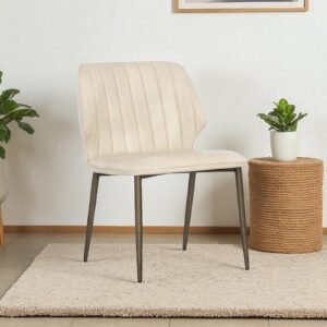 Lorenzo Noir Modern Dining Chair – in Cream Colour - Image 1